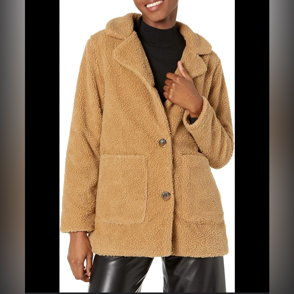 Pink Platinum‎ Women's Camel/Tan Teddy Faux Fur Jacket Medium